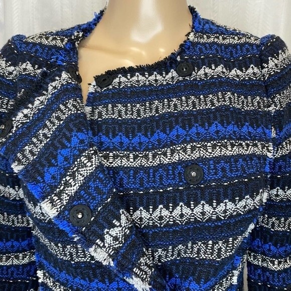 Rebecca Taylor Variegated Tweed Jacket Fray Hem Size 2 Preppy Twee - Picture 6 of 10